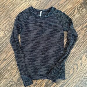 Athleta Black and Gray Striped Long Sleeve Top